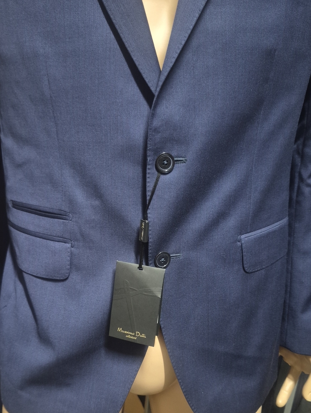 Massimo Dutti Men's Navy Blue Two-Button Blazer